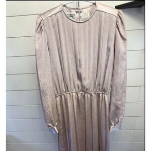 Vtg Dim the Lites Petite Light Pink Pleated Long Midi Dress Golden Girls 80s-6